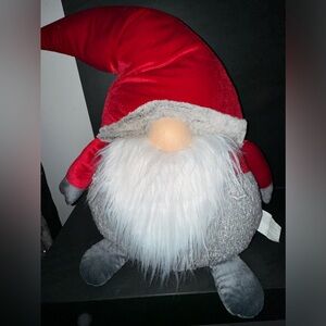 18" Red and Gray Sitting Santa Christmas Gnome with Faux Fur Trim
